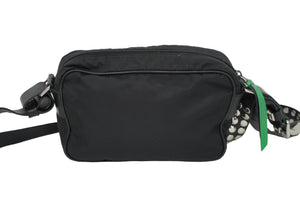 PRADA プラダショルダーバッグ トライアングルロゴ スタッズ ナイロン ブラック グリーン 1BC167 シルバー金具 中古 62126 