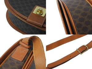 CELINE セリーヌ ショルダーバッグ マカダム柄 M11 クロスボディーバック ブラウン ゴールド金具 良品 中古 62130