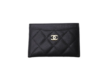 CHANEL シャネル ココマーク カードケース 18番台 キャビアスキン ブラック ゴールド金具 美品 中古 62132