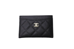 CHANEL シャネル ココマーク カードケース 18番台 キャビアスキン ブラック ゴールド金具 美品 中古 62132