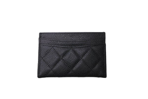 CHANEL シャネル ココマーク カードケース 18番台 キャビアスキン ブラック ゴールド金具 美品 中古 62132