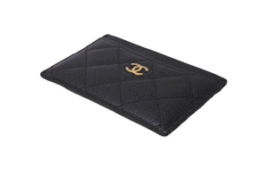 CHANEL シャネル ココマーク カードケース 18番台 キャビアスキン ブラック ゴールド金具 美品 中古 62132