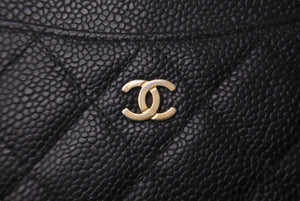 CHANEL シャネル ココマーク カードケース 18番台 キャビアスキン ブラック ゴールド金具 美品 中古 62132