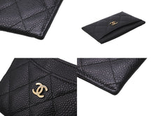 Load image into Gallery viewer, CHANEL シャネル ココマーク カードケース 18番台 キャビアスキン ブラック ゴールド金具 美品 中古 62132