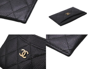 CHANEL シャネル ココマーク カードケース 18番台 キャビアスキン ブラック ゴールド金具 美品 中古 62132