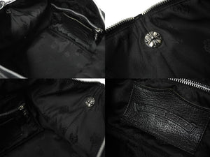 極美品 CHROME HEARTS クロムハーツ モニカ ハンドバッグ ラージクロス ブラック カーフ シルバー金具 中古 62133