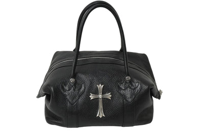極美品 CHROME HEARTS クロムハーツ モニカ ハンドバッグ ラージクロス ブラック カーフ シルバー金具 中古 62133