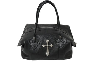 極美品 CHROME HEARTS クロムハーツ モニカ ハンドバッグ ラージクロス ブラック カーフ シルバー金具 中古 62133