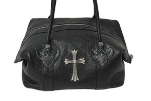 極美品 CHROME HEARTS クロムハーツ モニカ ハンドバッグ ラージクロス ブラック カーフ シルバー金具 中古 62133