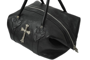 極美品 CHROME HEARTS クロムハーツ モニカ ハンドバッグ ラージクロス ブラック カーフ シルバー金具 中古 62133