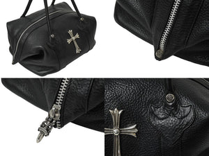 極美品 CHROME HEARTS クロムハーツ モニカ ハンドバッグ ラージクロス ブラック カーフ シルバー金具 中古 62133