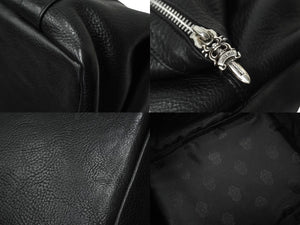 極美品 CHROME HEARTS クロムハーツ モニカ ハンドバッグ ラージクロス ブラック カーフ シルバー金具 中古 62133