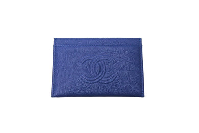 CHANEL シャネル ココマーク カードケース 29番台 キャビアスキン ブルー 美品 中古 62134