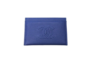 CHANEL シャネル ココマーク カードケース 29番台 キャビアスキン ブルー 美品 中古 62134