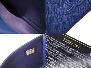 CHANEL シャネル ココマーク カードケース 29番台 キャビアスキン ブルー 美品 中古 62134