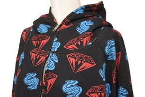 BILLIONAIRE BOYS CLUB ビリオネアボーイズクラブ DIAMOND&DOLLAR フルジップ フーディー ブラック レッド ブルー 美品 中古 62139