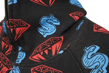 Load image into Gallery viewer, BILLIONAIRE BOYS CLUB ビリオネアボーイズクラブ DIAMOND&amp;DOLLAR フルジップ フーディー ブラック レッド ブルー 美品 中古 62139