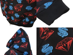 BILLIONAIRE BOYS CLUB ビリオネアボーイズクラブ DIAMOND&DOLLAR フルジップ フーディー ブラック レッド ブルー 美品 中古 62139