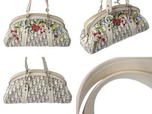 Load image into Gallery viewer, Christian Dior クリスチャンディオール ハンドバッグ トロッター 花柄 刺繍 07-MA-0035 キャンバス ベージュ 美品 中古 62143