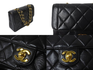 CHANEL シャネル チェーンショルダーバッグ マトラッセ ラムスキン 3番台 1995 ココマーク ブラック ゴールド金具 美品 中古 62146