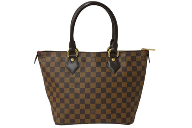 極美品 LOUIS VUITTON ルイ ヴィトン ダミエ サレヤPM トートバッグ N51183 ブラウン PVC レザー 中古 62149