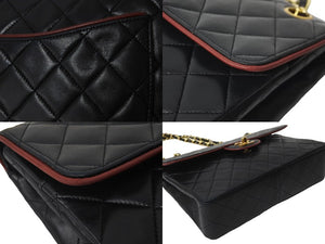 CHANEL シャネル 中マトラッセ 25 バイカラー チェーンショルダーバッグ 1番台 ブラック ボルドー ラムスキン ゴールド金具 美品 中古 62152