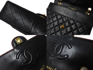 CHANEL シャネル 中マトラッセ 25 バイカラー チェーンショルダーバッグ 1番台 ブラック ボルドー ラムスキン ゴールド金具 美品 中古 62152
