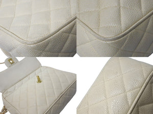 CHANEL シャネル ブリリアント 玉付き ビジューチェーンショルダーバッグ ココマーク キャビアスキン 2番台 1992年 ベージュ美品 中古 62153