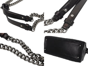 CHANEL シャネル ハンドバッグ マトラッセ ココマーク ラムスキン ブラック シルバー金具 美品 中古 62154