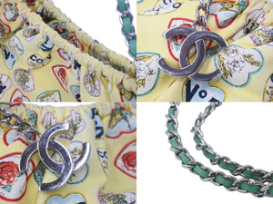 CHANEL シャネル ハンドバッグ チェーンバッグ バレンタイン限定 ココマーク 10番台 2005年 イエロー シルバー 美品 中古 62160