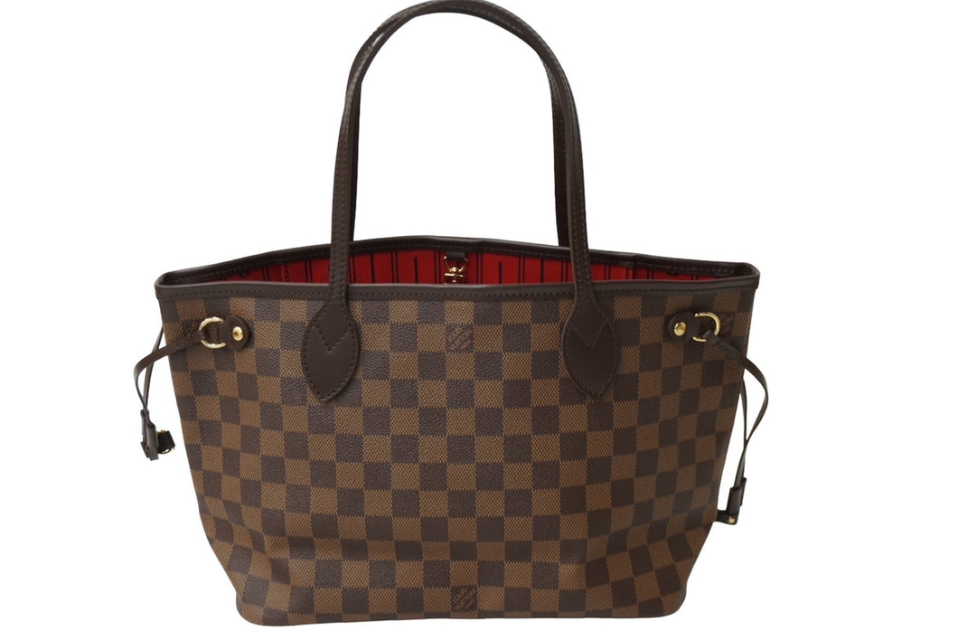 極美品 LOUIS VUITTON ルイ ヴィトン ダミエ ネヴァーフルPM トートバッグ N51109 ブラウン ゴールド金具 中古 62161