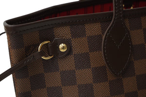 極美品 LOUIS VUITTON ルイ ヴィトン ダミエ ネヴァーフルPM トートバッグ N51109 ブラウン ゴールド金具 中古 62161