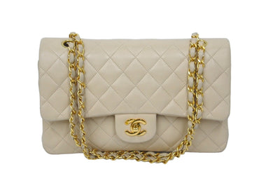 CHANEL シャネル マトラッセ25 Wフラップ チェーンショルダーバッグ 3番台 ラムスキン ベージュ ゴールド金具 美品 中古 62165