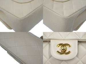 CHANEL シャネル マトラッセ25 Wフラップ チェーンショルダーバッグ 3番台 ラムスキン ベージュ ゴールド金具 美品 中古 62165
