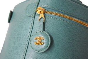 極美品 激レア CHANEL シャネル ハンドバッグ ココマーク バニティ 5番台 キャビアスキン ティファニーブルー 中古 62166