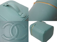 Load image into Gallery viewer, 極美品 激レア CHANEL シャネル ハンドバッグ ココマーク バニティ 5番台 キャビアスキン ティファニーブルー 中古 62166
