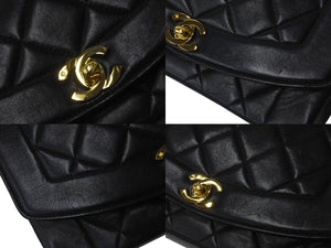 極美品 CHANEL シャネル チェーンショルダーバッグ ダイアナマトラッセ 22 4番台 ラムスキン ブラック ゴールド金具 中古 62167