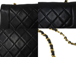 極美品 CHANEL シャネル チェーンショルダーバッグ ダイアナマトラッセ 22 4番台 ラムスキン ブラック ゴールド金具 中古 62167