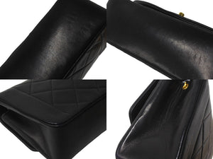 極美品 CHANEL シャネル チェーンショルダーバッグ ダイアナマトラッセ 22 4番台 ラムスキン ブラック ゴールド金具 中古 62167