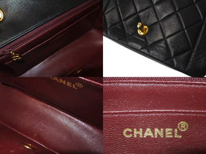 極美品 CHANEL シャネル チェーンショルダーバッグ ダイアナマトラッセ 22 4番台 ラムスキン ブラック ゴールド金具 中古 62167