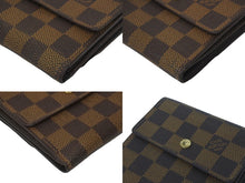 画像をギャラリービューアに読み込む, LOUIS VUITTON ルイヴィトン ポルトモネ ビエ カルト クレディ 三つ折り財布 N61652 ダミエ ブラウン ゴールド金具 美品 中古 62169