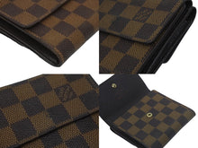 画像をギャラリービューアに読み込む, LOUIS VUITTON ルイヴィトン ポルトモネ ビエ カルト クレディ 三つ折り財布 N61652 ダミエ ブラウン ゴールド金具 美品 中古 62169