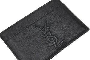極美品 YVES SAINT LAURENT イヴ・サンローラン カードケース GRZ568986Y・1022 YSLロゴ レザー ブラック 中古 62171 