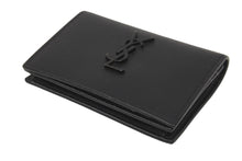 画像をギャラリービューアに読み込む, SAINT LAURENT サンローラン 二つ折りカードケース YSLロゴ 529887 レザー ブラック 美品 中古 62173 