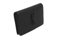 画像をギャラリービューアに読み込む, SAINT LAURENT サンローラン 二つ折りカードケース YSLロゴ 529887 レザー ブラック 美品 中古 62173 