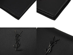 SAINT LAURENT サンローラン 二つ折りカードケース YSLロゴ 529887 レザー ブラック 美品 中古 62173 