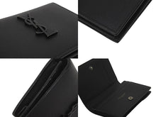 画像をギャラリービューアに読み込む, SAINT LAURENT サンローラン 二つ折りカードケース YSLロゴ 529887 レザー ブラック 美品 中古 62173 