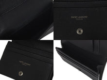 画像をギャラリービューアに読み込む, SAINT LAURENT サンローラン 二つ折りカードケース YSLロゴ 529887 レザー ブラック 美品 中古 62173 