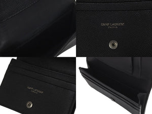 SAINT LAURENT サンローラン 二つ折りカードケース YSLロゴ 529887 レザー ブラック 美品 中古 62173 