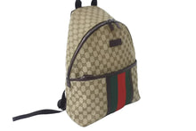 Load image into Gallery viewer, GUCCI グッチ リュック バックパック シェリーライン GGキャンバス 190278 ベージュ レザー シルバー金具 良品 中古 62174